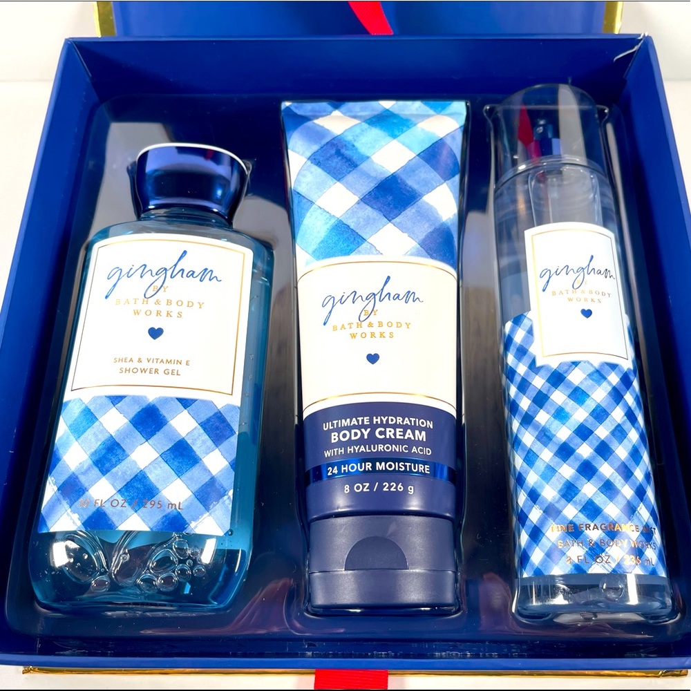Bath&Body Works Gingham Gift Set Shower Gel Body Cream Fragrance Mist Full Size